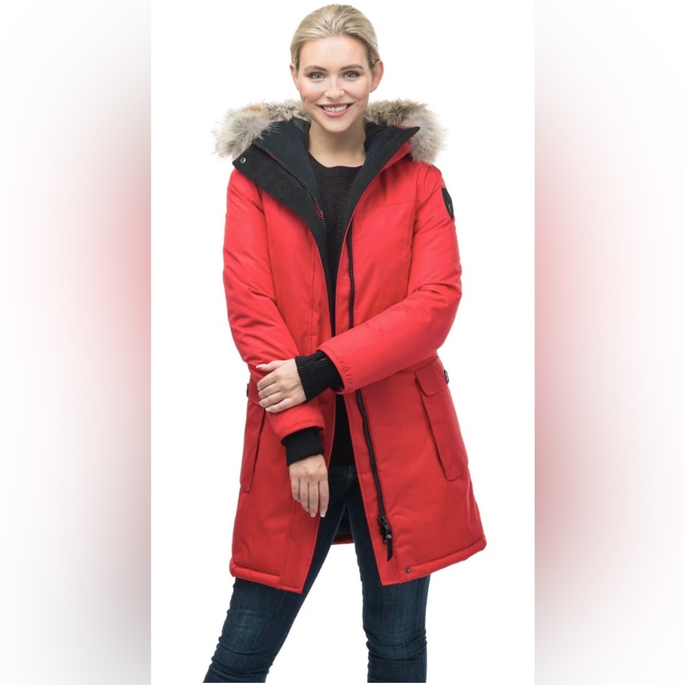 NWT Nobis Abby Legacy Thigh Length Parka in Red Down Puffer Parka